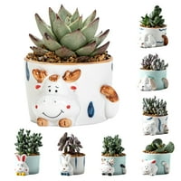 Travelwant Ceramic Sukulenti za životinje Sadilice sa sadnicama sa drenažnim rupama za sočne, kaktuse, cvijeće i bilje za unutarnji i vrt