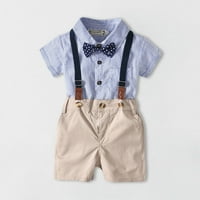 Baby Boys Gentleman Outfits odijeva dojenčad kratkih rukava majica bib hlače luk kravata kombinezon