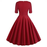 Ženska stranka Valčana točka višebojne kratke rukave retro haljina rukav rukav Grenadine haljina crvena xxl