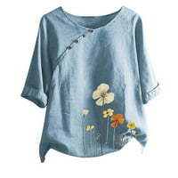 Košulje za žene Trendy Plus size cvjetni vez za vez za vez od pola kratkih rukava Vintage bluza Top