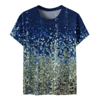 Joau Womens Ljetni vrhovi Cvjetni kratki rukav okrugli vrat T majice TEE Print Side Split Tunic