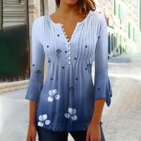 Homenesgenicy Clearence Dugi rukav ženski bluze plus veličina casual gumba trubača rušine rušene bluze