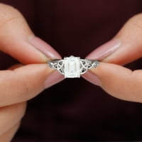 Moissite Solitaire Celtic Knot zaručni prsten, 14k bijelo zlato, US 3,50
