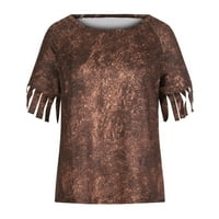 Homedles Žene Ljetne vrhove - Skraćeno rukav Striped moda V-izrez labave majice za žene Brown