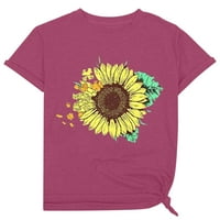 Honeeladyy modni modni cvjetni tisak O-izrez kratka majica labava bluza Top košulja kratkih rukava ženske
