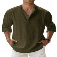 Muškarci Sanviglor vrhovi Henley izrez bluza s majicama povremena tučka košulja Party Army Green L