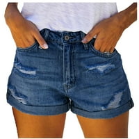 HHEI_K Ženska ljetna casual seksi noga rastezanje Srednji struk Ripped traper jean kratke hlače Žene