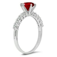 1. CT sjajan okrugli rezan čist simulirani dijamant 18k bijeli zlatni pasijans sa accentima prsten sz 7.75