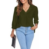 Ženska bluza za pulover, čvrsta boja V-izrez tromjesečna rukava s rukavskom majicom