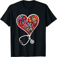 Mir Love Nursing Registrovana medicinska sestra CNA LPN BSN Stetoskop majica Crna 2x velika