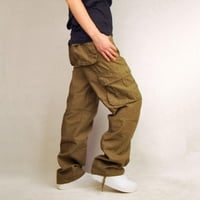 TOQOT MENS radne hlače - vanjski casual sa džepovima opuštene fit teretne hlače za muškarce Žuta veličina