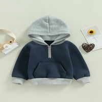 Meihuida Toddler pulover za bebe, kontrastna boja dugih rukava s dugim patentnim zatvaračem debela dupla
