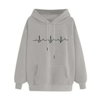 Hoodies za žene Plus size modni udoban džemper srčani uzorak ispisani džep sa kapuljačom na kapuljaču na klirensu