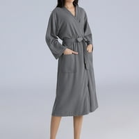 Voncos Womens meka pidžama - ogrtači svileni saten seksi plus veličine ogrtač za spavanje sive veličine