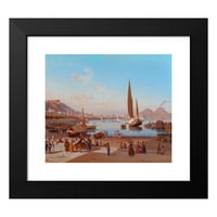 Edward William Cooke Crni moderni uokvireni muzej umjetnički print pod nazivom - Napulj sa Vesuviusom