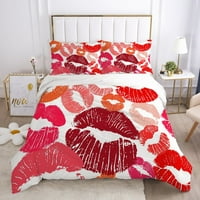 3D Lip King Duvet Cover Sexy Crvena usne Posteljina za posteljinu za djevojke Žene Mekani kompforter Poklopac 2 Poliester quilt