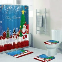 Sretan božićni tuš za tuširanje set s neklizanim propisom, toalet poklopcem poklopca i prostirkom za