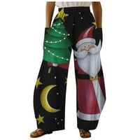 Joga hlače za žene Žene Modni Božićni Santa Claus Snowmen Print Casual Loose hlače Plus Size labave
