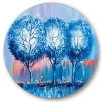 Art DemandArt 'Šarene stabla impresionistički pejzaž III' Moderni metalni krug zida - disk od