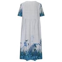 Haljine za prodaju za žene plus veličine kratkih rukava za tisak cvjetnog uzorka V-izrez midi leđa Fit