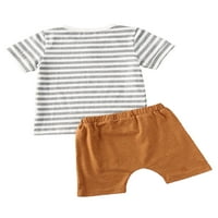 Hirigin Baby Boys Outfits Majica s prugama s kratkim rukavima vrhovi su čvrstih kratkih hlača