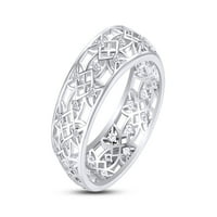 Izdubljenje cvjetni prsten okrugli rez CBIC cirkonijski u 14k bijelo zlato preko sterlinga srebrnog vjenčanog pribora za prsten nakit za dame, veličine prstena-10