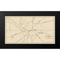 Monon Railway Crni moderni uokvireni muzej umjetnički print pod nazivom - Indianapolis Indiana Railroad