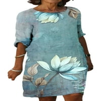 Prednjeg swayem Shift haljine pola rukava ljeto suncobran cvjetni ispis Duljina koljena Duljina haljina