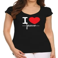 Junior's I Volim Jesus H Black V-izrez majicu X-Veliki