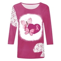 CLLios majice za dojke za žene ružičaste vrpce Grafičke majice trendi rukava Plus veličina Bluza koja