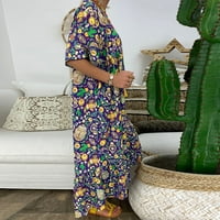 Žene ljetne haljine Baggy boemske haljine Vintage Leopard cvjetni print haljina s dugim rukavima Vrus