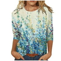 Jesen odjeća za žene plus veličine modne cvjetne print Crewneck rukave majice Dame Dressy bluze na klirensu