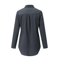 Wofedyo košulje s dugim rukavima za žene Žene dugih rukava gumb na dugim rukavima Bluze za ovratnike