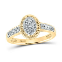 Ženska solidna 10kt žuta zlatna okrugla Diamond Ovalni prsten CTTW Ring veličine 7