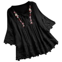 Azrian Plus sizene bluze modne žene Ljeto casual vrhovi V-izrez zavoja za zavoj s kratkim rukavima za