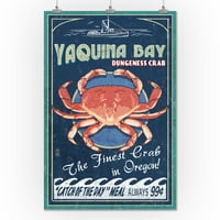 Zaljev Yaquina, Oregon, Dungeness Crab Vintage znak