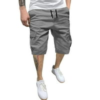 Muška modna casual solidna boja elastičnosti u boji Kombinezone hlače šarke sive s
