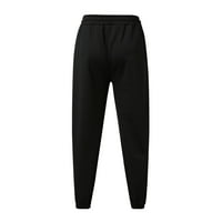 Eguiwyn Muške dukseve Labave sportske elastične čipke pantalone teretni pantalone za muškarce crni 3xl