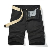 INLEIFE Pola kratke hlače Muška čišćenja mens casual Solid patentni zatvarač džepovi obrezane teretne kratke hlače