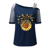 Ženska košulje od suncokreta skenirane snimke na rukavu Torpinski majica Floral uzorak Plaža Summer