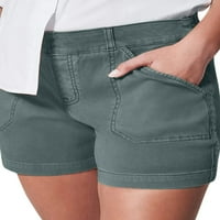 Ženske kratke hlače u visokom struku Jednostavno rastezanje ravnih traper kratkih hlača sa džepovima