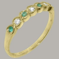 Britanci napravio 10k žuto zlato kubični cirkonijski i pravi prirodni smaragdni ženski prsten - Veličine