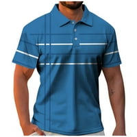 Muška majica Muška golf košulja Casual Sports V izrez rebrasti ovratnik kratki rukav modni casual solid color obični proljeće i ljeto Redovno Fit Plavi XL