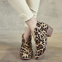 Slatke čizme za gležnjeve za žene Dressy cipele plus veličine Srednje cipele na petu Leopard Print Suede