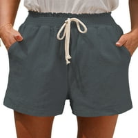 Capreze ženske ljetne kratke hlače visoke elastiske struke Solid Color Sport Mini pant Bermuda džepovi