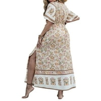 Ženska ležerna ljetna boho cvjetna haljina s kratkim rukavima haljine s kratkim rukavima u obliku kratkih