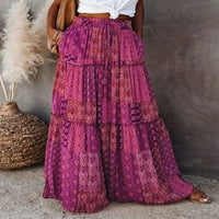 Ženske boemske suknje vintage elastične visoko struk a-line suknje sudije s džepovima