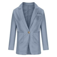 Lovskoo Womens Casual Blazer jakne džepove Trendy kaput rever jakna Čvrsta dugi rukav gornji odjeća