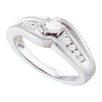 Dijamantna princeza 14kt Bijela zlatna okrugla Diamond Solitaire mladenka za vjenčanje za angažman prsten