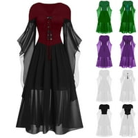 Lashall Women Casual Plus Veličina hladne ramenu haljinu Čvrsta boja čipka leptir rukava Hallowee Gothic